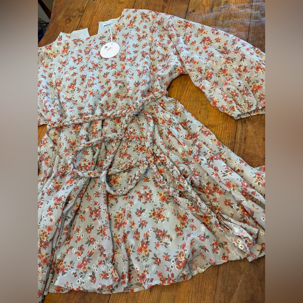 Storia Floral Long Sleeve Dress with Tie Waist - Picture 2 of 9